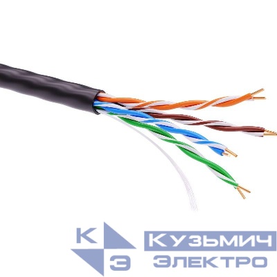Кабель витая пара неэкранир. F/UTP кат.5E 4 пары светостабилизирован. ПЭ цвет внешн. оболочки черн. (уп.305м) (кор.) DKC RN5EUUKPEBK