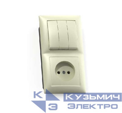 Блок СП БКВР-410 Селена (3-кл. выкл. + розетка) сл. кость Кунцево 8172