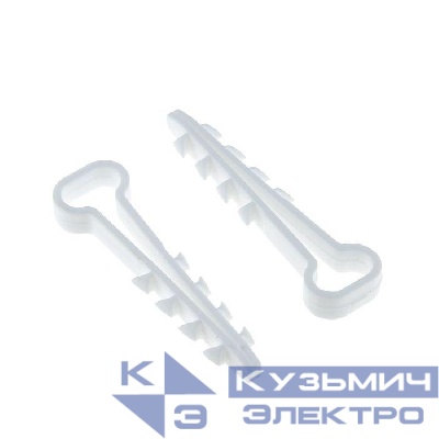 Дюбель-хомут d6х14мм для плоского кабеля полипропилен бел. (уп.50шт) EKF plc-cd-6x14w