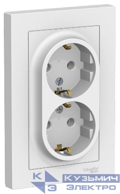 Розетка двойная AtlasDesign с заземл. 16А в сборе лотос SE ATN001324