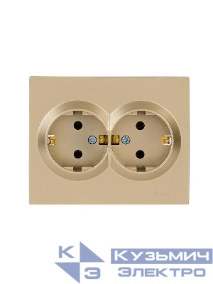 Розетка VESNA двойная с заземл. ПБТ зол. LEZARD 742-3600-127B