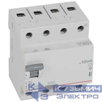 Выключатель дифференциального тока (УЗО) 4п 25А 100мА тип AC RX3 ИЭК Leg 402066