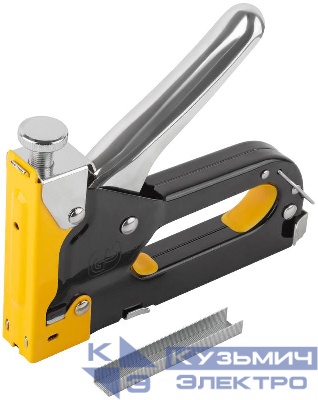 Степлер для узких скоб "тип 53" 4-14мм с регулировкой силы удара металлический корпус FIT 32114