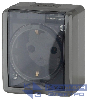 Розетка 1-м ОП Эра Эксперт 11-2402-03 16А IP54 16AX 250В 2P+E защ. шторки сер. Эра Б0020715
