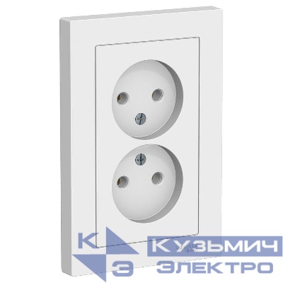 Розетка 2-м СП AtlasDesign 16А IP20 без заземл. в сборе бел. SE ATN000120