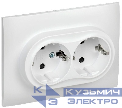 Розетка 2-м SKANDY 16А с заземл. защ. шторки в сборе SK-R07W арктич. бел. IEK SK-R24-16-K01-F