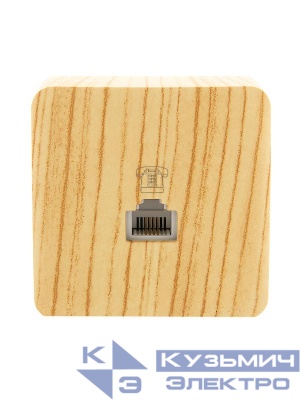 Розетка телефонная Viola RJ11 евро стандарт беленый дуб LEZARD 751-5200-137