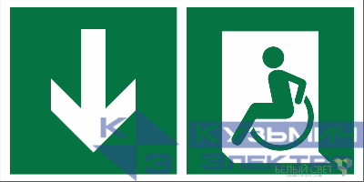 Знак безопасности BL-3015B.E71"Указ. двери эвакуац. выхода (лев.) для МГН" Белый свет a18353