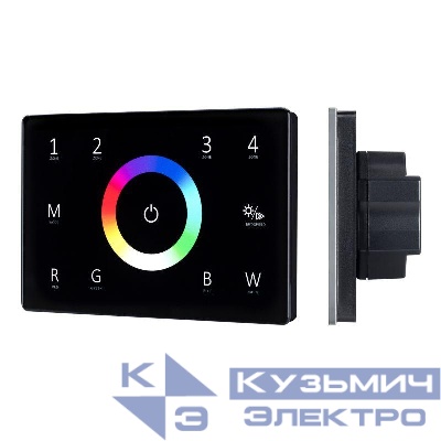 Панель Sens SMART-P85-RGBW Black 230В 4 зоны 2.4G IP20 пластик Arlight 028405