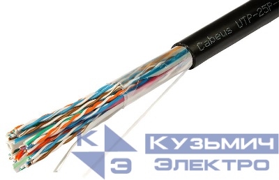 Кабель витая пара UTP (U/UTP) кат.5 25 пар 24 AWG ОЖ solid для внешн. прокладки UV PE Cabeus 7467c
