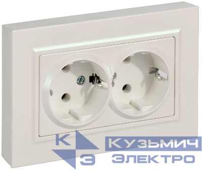 Розетка 2-м СП BRITE РСПл12-3-БрЖ 16А в сборе с заземл. без защ. шторок плоская жемчуж. IEK BR-R27-16-K36-F