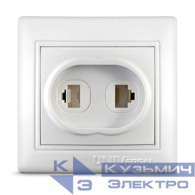 Розетка компьютерная + телефонная 2-м СП Севиль 3А IP30 бел. UNIVersal С0052