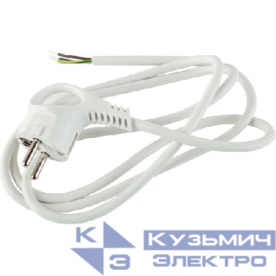 Шнур сетевой с вилкой 2м с заземл. ПВС 3х0.75 бел. UX-3x0.75-2m-W ЭРА Б0048690