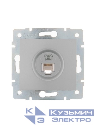 Розетка телефонная 1-м СП Karina RJ11 механизм матов. серебр. LEZARD 707-4388-137
