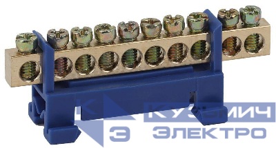 Шина N "ноль" в изоляторе типа стойка ШНИ 6х9-10-Д син. NO-222-77-1 ЭРА Б0044125