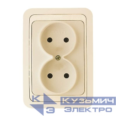 Розетка 2-м СП Mimoza 16А IP20 без заземл. крем./крем. Makel 25017
