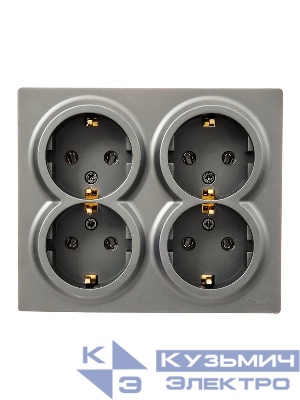 Розетка 4-м ОП LETO с заземл. закрытый корпус ПБТ платина LEZARD 752-3500-127BDP