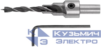 Сверло с зенкером для мебельных стяжек 5мм/зенкер 9.5мм (для стяжки 7х50) FIT 36431