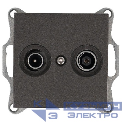 Розетка телевизионная проходная TV + FM 2-м Ф9.5мм механизм мокко Jasmart G6205Z