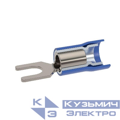 Наконечник вилочный с изолир.фланцем ПВХ двойн. гильза 1.5-2.5кв.мм М5 d5.3мм (НВИ) (уп.100шт) DKC 2B15P-DS-PVC