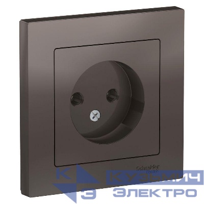 Розетка 1-м СП AtlasDesign 16А IP20 без заземл. в сборе мокко SE ATN000640