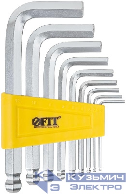 Ключ шестигранный 2-12мм с шаровым наконечником в пластик. держателе CrV сталь (уп.9шт) FIT 64192