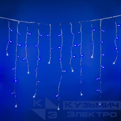 Гирлянда светодиодная "Бахрома" ULD-B3007-200/TTK BLUE-WHITE IP44 3м 200LED син./бел. с эффектом мерцания соединяемая провод прозр. Uniel UL-00007210