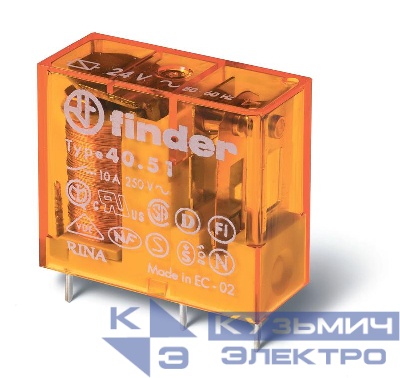 Реле электромагнитное SPDT U обмотки 230В AC 10А FINDER 405182300000
