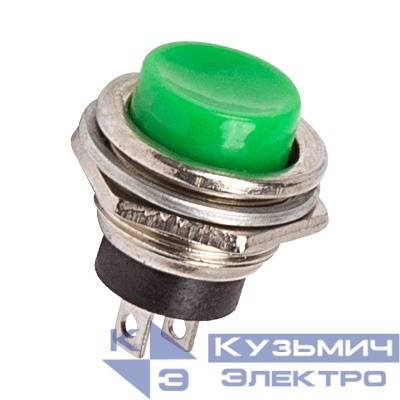 Выключатель-кнопка металл 250В 2А (2с) OFF-(ON) d16.2 зел. (RWD-306) Rexant 36-3353