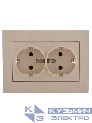 Розетка 2-м СП Rain с заземл. керамика крем. LEZARD 703-0303-127
