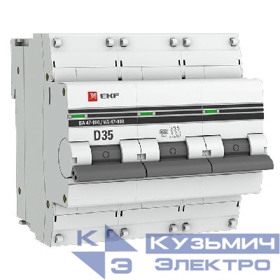 Выключатель автоматический модульный 3п D 35А 10кА ВА 47-100 PROxima EKF mcb47100-3-35D-pro