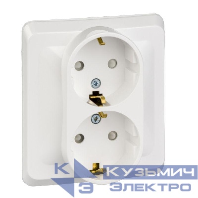 Розетка 2-м СП Этюд 16А IP20 250В с заземл. защ. шторки бел. SE PC16-008B