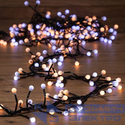 Гирлянда светодиодная "Мишура LED" 3м 288LED бел./тепл. бел. 18Вт 220-240В IP20 провод ПВХ темн. зел. Neon-Night 303-608