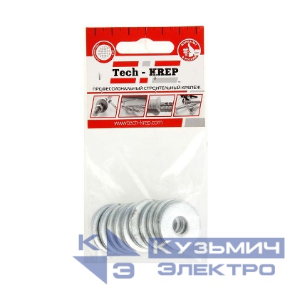 Шайба кузовная M10 цинк. DIN 9021 (уп.10шт) пакет Tech-Krep 103039