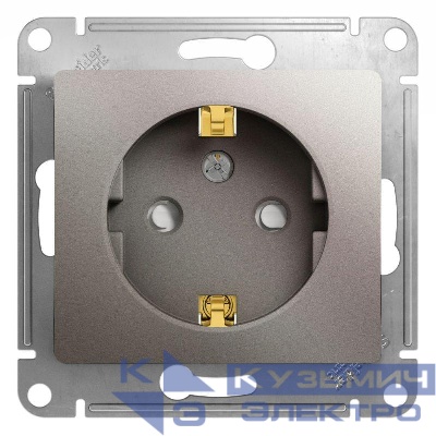Розетка 1-м СП Glossa 16А IP20 250В с заземл. защ. шторки механизм платина SE GSL001245