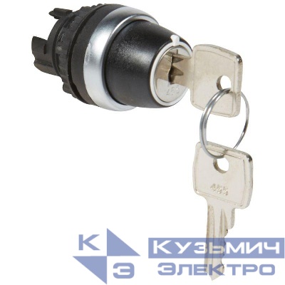 Головка переключателя с ключом 455 ручка 2полож. с фикс. 90град. (0 извл.-1) 10-2час черн. Osmoz Leg 023954