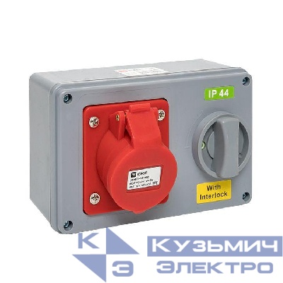 Розетка 1414 3Р+РЕ 16А 380В IP44 с блокировкой и выкл. EKF ps-1414-16-380