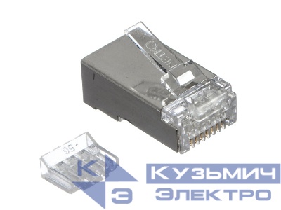 Коннектор RJ45 (8p8c) cat.6, экранированный, со вставкой, для одножильного и многожильного кабеля (нож с 3-мя зубцами), 100шт., NETKO Expert CKC