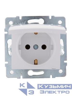 Розетка 1-м СП Karina с заземл. с крышкой керамика механизм бел. LEZARD 707-0288-123