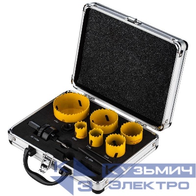 Набор коронок Bimetal (22 25 35 40 51 67) 11 предметов металлический кейс Kranz KR-92-0202-1