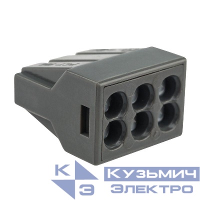 Экспресс-клемма с пастой 6-проводная до 2.5кв.мм сер. (уп.50шт) (773-306) Rexant 07-3060