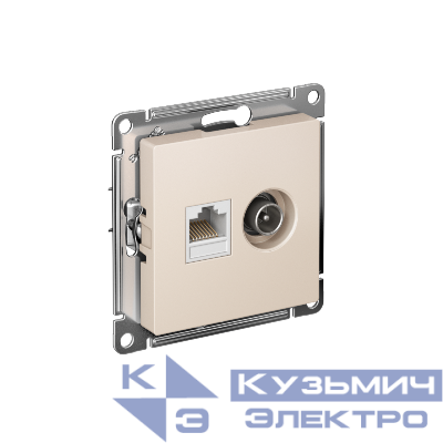 Розетка компьютерная + телевизионная 2-м СП AtlasDesign RJ45 кат.5E + TV механизм беж. SE ATN000289