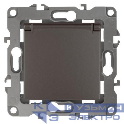 Розетка 1-м СП Эра12 12-2103-13 16А IP20 16AX 250В 2P+E Schuko защ. шторки с крышкой механизм бронз. Эра Б0019328