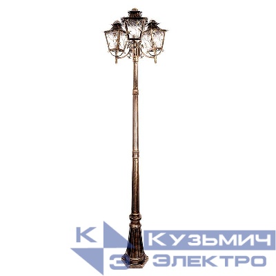 Светильник PL638 3х60Вт E27 230В 2м садово-парковый черн. зол. FERON 11646