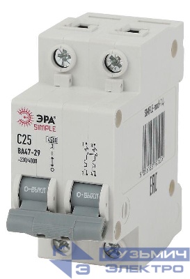 Выключатель автоматический модульный 2п C 25А 4.5кА ВА 47-29 SIMPLE-mod-14 ЭРА Б0039231