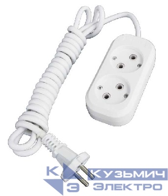 Удлинитель 2х2м без заземл. 10А IP20 Е-202 ПВС 2х0.75 АБС-пластик UNIVersal 9631959