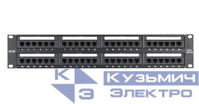 Панель коммутационная 19дюйм 2U неэкранир. 48 портов кат.5E (класс D) 100МГц RJ45 (8P8C) 110/KRONE T568A/B черн. NETLAN EC-URP-48-UD2