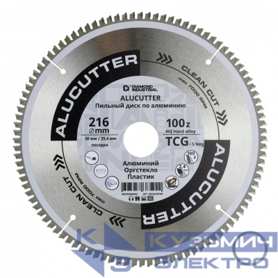 Diamond Industrial Диск пильный по алюминию, пластику 216х30/25,4 мм, Z=100 TCG AluCutter