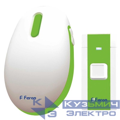 Звонок электрический дверной (36 мелодий) бел. зел. E-375 FERON 23688