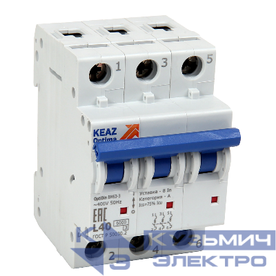 Выключатель автоматический модульный 3п K 20А OptiDin BM63-3K20-УХЛ3 КЭАЗ 260825
